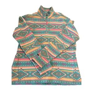 Chubbies Fleece 1/4 Zip Women's Small Western‎ design Pullover Jacket Pastel